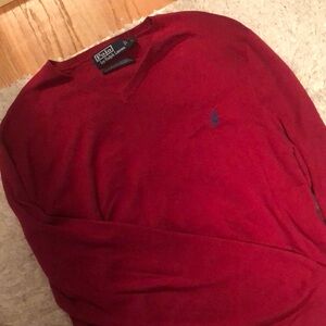Men’s Polo long sleeve sweater. Red.